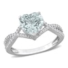 8.0mm Heart-Shaped Aquamarine and 0.20 CT. T.W. Diamond Twist Split Shank Ring in 14K White Gold