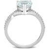 8.0mm Heart-Shaped Aquamarine and 0.20 CT. T.W. Diamond Twist Split Shank Ring in 14K White Gold