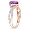 8.0mm Heart-Shaped Amethyst and 0.20 CT. T.W. Diamond Twist Split Shank Ring in 14K Rose Gold