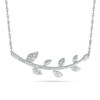 Thumbnail Image 1 of 0.115 CT. T.W. Curved Eight Leaf Branch Necklace in Sterling Silver