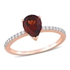 Thumbnail Image 0 of Pear-Shaped Garnet and 0.14 CT. T.W. Diamond Ring in 14K Rose Gold