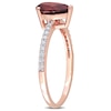 Thumbnail Image 2 of Pear-Shaped Garnet and 0.14 CT. T.W. Diamond Ring in 14K Rose Gold