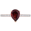 Thumbnail Image 3 of Pear-Shaped Garnet and 0.14 CT. T.W. Diamond Ring in 14K Rose Gold
