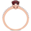 Thumbnail Image 4 of Pear-Shaped Garnet and 0.14 CT. T.W. Diamond Ring in 14K Rose Gold