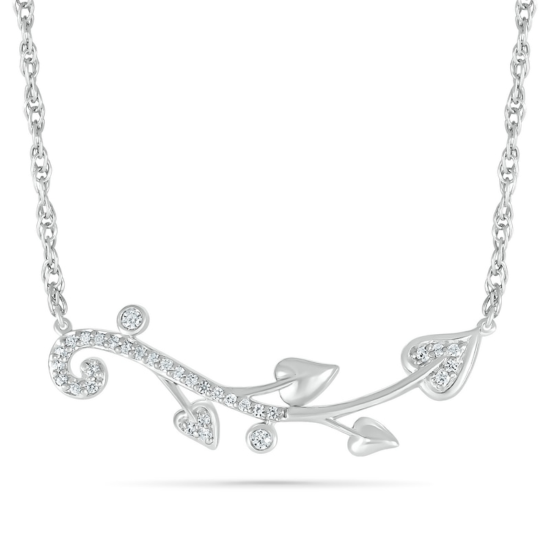 0.115 CT. T.W. Diamond Swirl Tree Branch Necklace in Sterling Silver