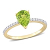 Thumbnail Image 0 of Pear-Shaped Peridot and 0.14 CT. T.W. Diamond Ring in 14K Gold