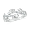 Thumbnail Image 0 of 0.145 CT. T.W. Diamond Twist Leaf Ring in Sterling Silver