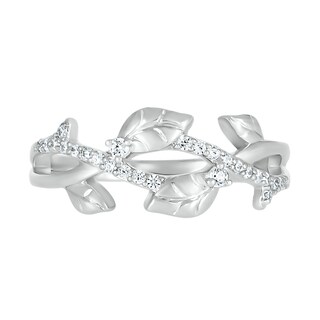 0.145 CT. T.W. Diamond Twist Leaf Ring in Sterling Silver