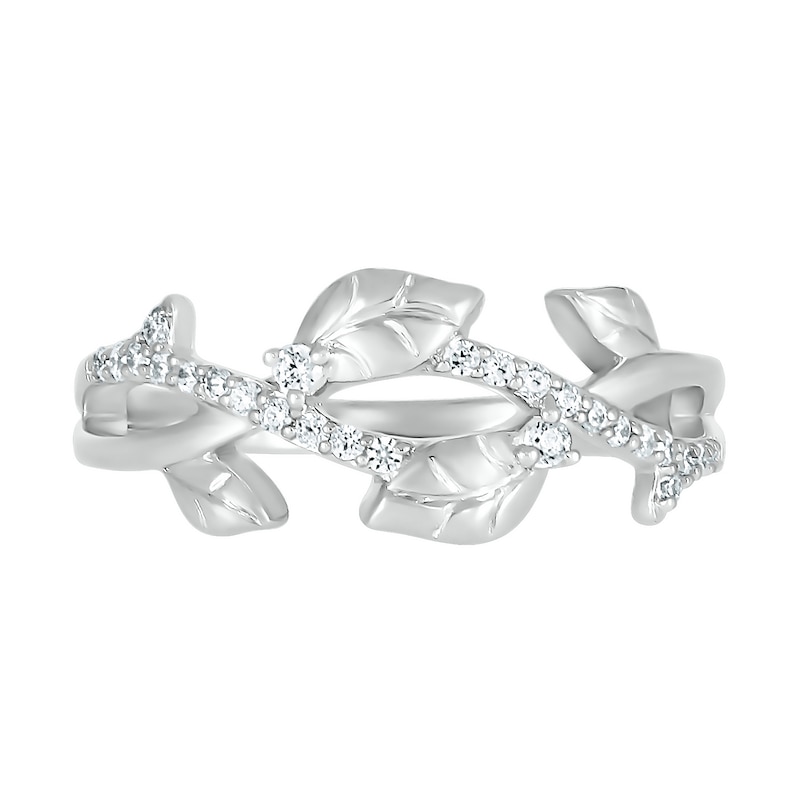 0.145 CT. T.W. Diamond Twist Leaf Ring in Sterling Silver