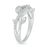 Thumbnail Image 2 of 0.145 CT. T.W. Diamond Twist Leaf Ring in Sterling Silver