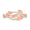 Thumbnail Image 1 of 0.115 CT. T.W. Diamond Twist Bypass Leaf Ring in Sterling Silver with 14K Rose Gold Plate