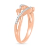 Thumbnail Image 2 of 0.115 CT. T.W. Diamond Twist Bypass Leaf Ring in Sterling Silver with 14K Rose Gold Plate