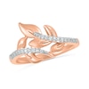 Thumbnail Image 0 of 0.115 CT. T.W. Diamond Leaf bypass Ring in Sterling Silver with 14K Rose Gold Plate