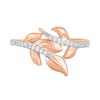 Thumbnail Image 1 of 0.115 CT. T.W. Diamond Leaf bypass Ring in Sterling Silver with 14K Rose Gold Plate
