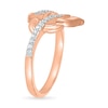 Thumbnail Image 2 of 0.115 CT. T.W. Diamond Leaf bypass Ring in Sterling Silver with 14K Rose Gold Plate