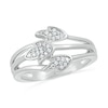 Thumbnail Image 0 of 0.085 CT. T.W. diamond Triple Row Three Leaf Ring in Sterling Silver
