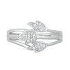 Thumbnail Image 1 of 0.085 CT. T.W. diamond Triple Row Three Leaf Ring in Sterling Silver