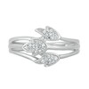 Thumbnail Image 1 of 0.085 CT. T.W. diamond Triple Row Three Leaf Ring in Sterling Silver