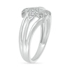 Thumbnail Image 2 of 0.085 CT. T.W. diamond Triple Row Three Leaf Ring in Sterling Silver