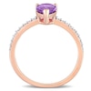 Thumbnail Image 4 of Pear-Shaped Amethyst and 0.14 CT. T.W. Diamond Ring in 14K Rose Gold