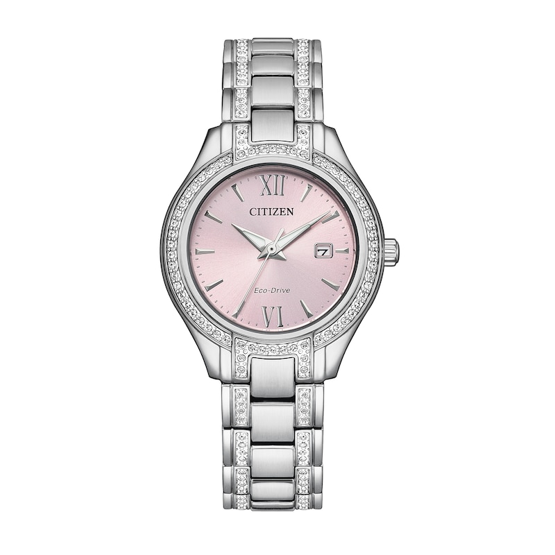 Ladies' Citizen Eco-Drive® Silhouette Crystal Accent Watch with Pink Dial (Model: FE1230-51X)