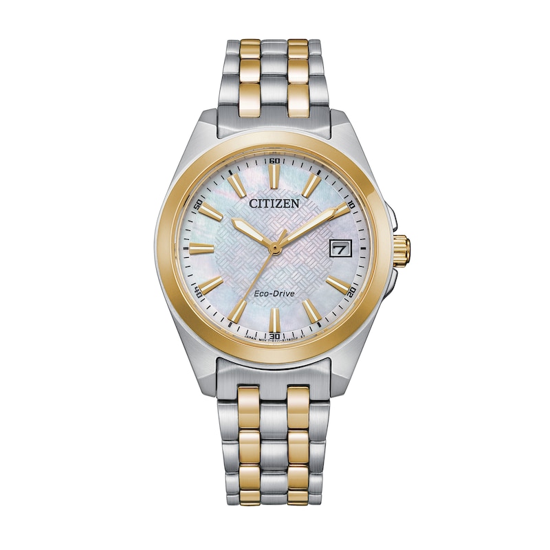 Ladies' Citizen Eco-Drive® Corso Two-Tone Watch with Mother-of-Pearl Dial (Model: EO1224-54D)|Peoples Jewellers