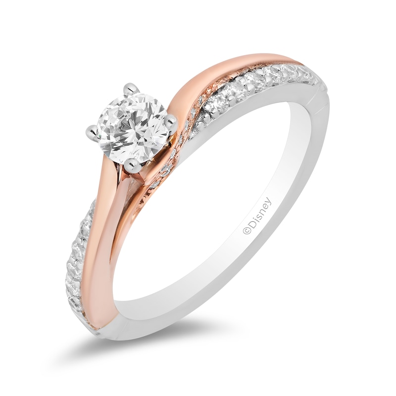 Enchanted Disney Moana 0.58 CT. T.W. Diamond Twist Shank Engagement Ring in 14K Two-Tone Gold
