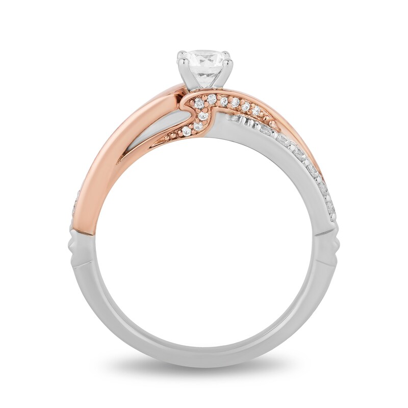 Main Image 3 of Enchanted Disney Moana 0.58 CT. T.W. Diamond Twist Shank Engagement Ring in 14K Two-Tone Gold