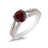 Thumbnail Image 0 of Enchanted Disney Snow White 7.0mm Garnet and 0.23 CT. T.W. Diamond Split Shank Engagement Ring in 14K Two-Tone Gold