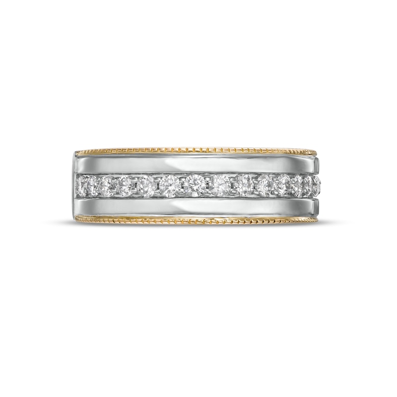 Main Image 3 of Vera Wang Men's 0.58 CT. T.W. Diamond Vintage-Style Wedding Band in 14K Two-Tone Gold