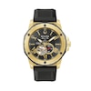 Thumbnail Image 1 of Men's Bulova Marine Star Gold-Tone Automatic Strap Watch with Black Skeleton Dial (Model: 98A272)