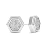 Thumbnail Image 1 of Men's 0.19 CT. T.W. Hexagon Multi-Diamond Layered Stud Earrings in Stainless Steel