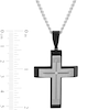 Thumbnail Image 1 of Men's Diamond Accent Grooved Multi-Finish Slope-Ends Layered Cross Pendant in Stainless Steel and Black IP - 24"