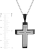 Thumbnail Image 2 of Men's Diamond Accent Grooved Multi-Finish Slope-Ends Layered Cross Pendant in Stainless Steel and Black IP - 24"