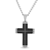 Thumbnail Image 1 of Men's 0.26 CT. T.W. Black Enhanced Diamond Chain Link-Ends Cross Pendant in Stainless Steel and Black IP - 24"