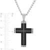 Thumbnail Image 2 of Men's 0.26 CT. T.W. Black Enhanced Diamond Chain Link-Ends Cross Pendant in Stainless Steel and Black IP - 24"