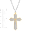 Thumbnail Image 2 of Men's Multi-Finish Point-Ends Lord's Prayer Layered Cross Pendant in Stainless Steel and Yellow IP - 24"