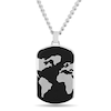 Thumbnail Image 0 of Men's Multi-Finish World Map Dog Tag Pendant in Stainless Steel and Black IP with Black Resin - 24"