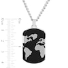 Thumbnail Image 1 of Men's Multi-Finish World Map Dog Tag Pendant in Stainless Steel and Black IP with Black Resin - 24"