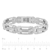 Thumbnail Image 3 of Men's 0.15 CT. T.W. Diamond Multi-Finish Triple Row Link Bracelet in Stainless Steel - 8.5"