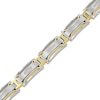 Thumbnail Image 0 of Men's 0.15 CT. T.W. Diamond Multi-Finish Triple Row Industrial Link Bracelet in Stainless Steel and Yellow IP - 8.5"