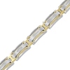 Thumbnail Image 1 of Men's 0.15 CT. T.W. Diamond Multi-Finish Triple Row Industrial Link Bracelet in Stainless Steel and Yellow IP - 8.5"
