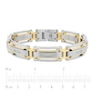Thumbnail Image 2 of Men's 0.15 CT. T.W. Diamond Multi-Finish Triple Row Industrial Link Bracelet in Stainless Steel and Yellow IP - 8.5"