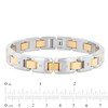 Men's 0.10 CT. T.W. Diamond Multi-Finish Stepped Edge Solid Link Bracelet in Stainless Steel and Yellow IP - 8.5"