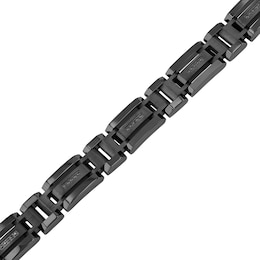 Men's 0.15 CT. T.W. Black Enhanced Diamond Triple Row Link Bracelet in Stainless Steel with Black IP - 8.75"
