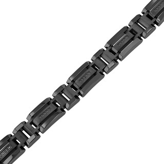 Men's 0.15 CT. T.W. Black Enhanced Diamond Triple Row Link Bracelet in Stainless Steel with Black IP - 8.75"