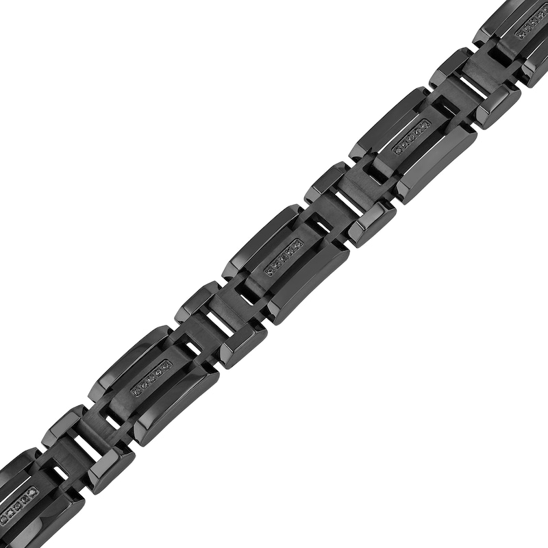 Men's 0.15 CT. T.W. Black Enhanced Diamond Triple Row Link Bracelet in Stainless Steel with Black IP - 8.75"|Peoples Jewellers