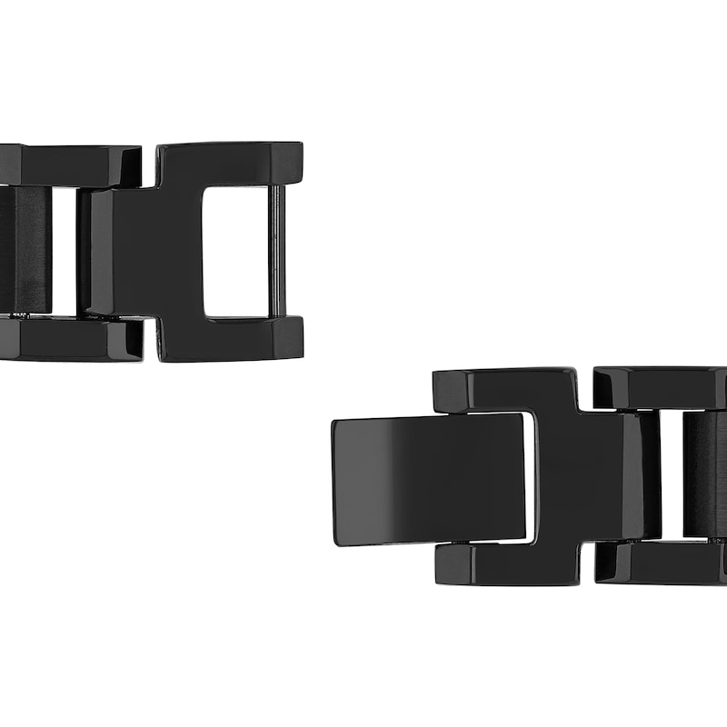 Main Image 2 of Men's 0.15 CT. T.W. Black Enhanced Diamond Triple Row Link Bracelet in Stainless Steel with Black IP - 8.75"