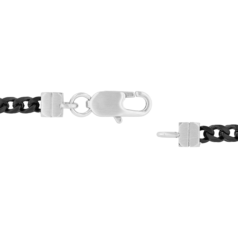 Main Image 2 of Men's 0.19 CT. T.W. Black Enhanced Diamond Multi-Finish Border ID Bracelet in Stainless Steel and Black IP - 8.5"