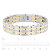 Thumbnail Image 2 of Men's 0.49 CT. T.W. Diamond Alternating Multi-Row Link Bracelet in Stainless Steel and Yellow IP - 8.5"